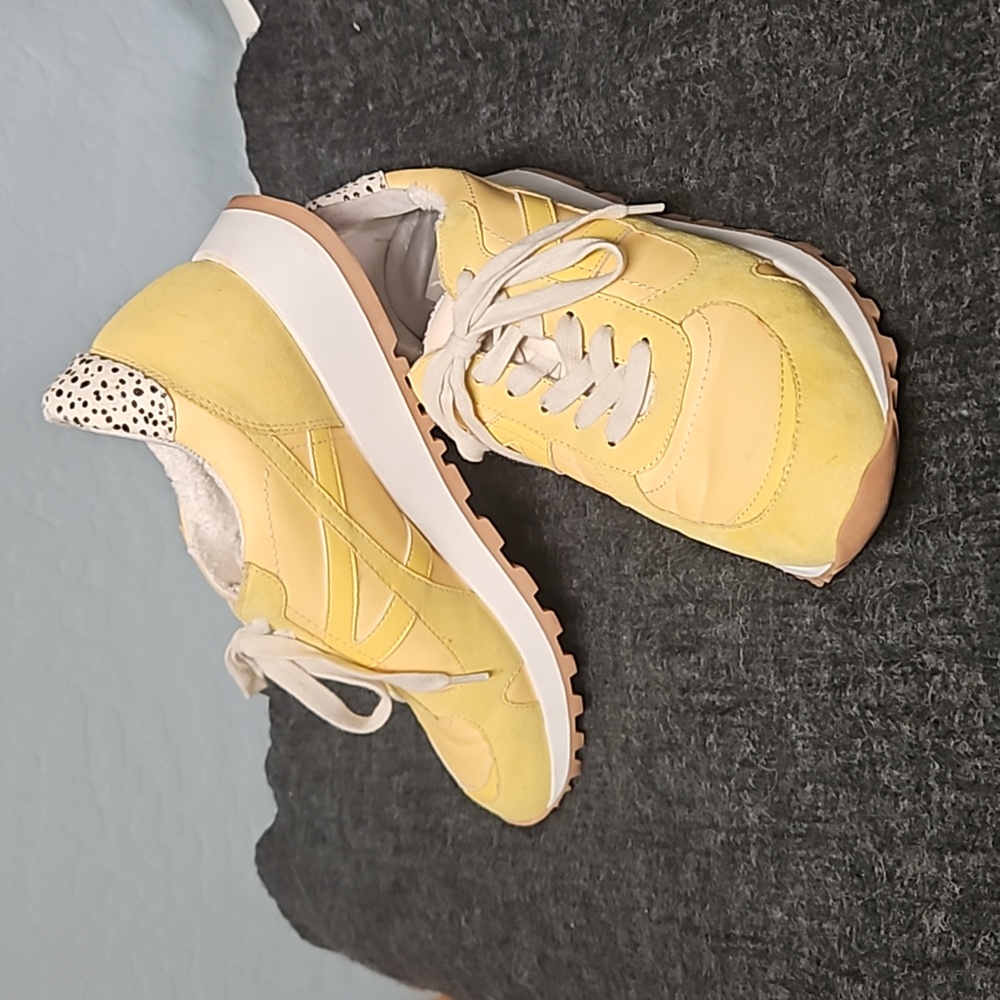 Dolce Vita Muzio Sneakers Retro Trainers Yellow Suede Canvas Womens 10